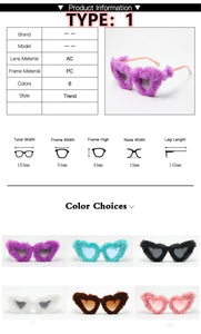 Fur Velvet Sunglasses for Women Luxury Oversized Cat Eye Plush Sun Glasses Female Party Club Funny Eyewear 9145