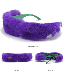 Fur Velvet Sunglasses for Women Luxury Oversized Cat Eye Plush Sun Glasses Female Party Club Funny Eyewear 9145