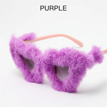 Load image into Gallery viewer, Fur Velvet Sunglasses for Women Luxury Oversized Cat Eye Plush Sun Glasses Female Party Club Funny Eyewear 9145