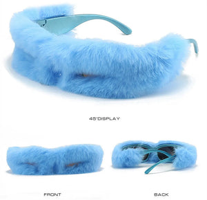 Fur Velvet Sunglasses for Women Luxury Oversized Cat Eye Plush Sun Glasses Female Party Club Funny Eyewear 9145