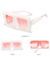 Load image into Gallery viewer, Fur Velvet Sunglasses for Women Luxury Oversized Cat Eye Plush Sun Glasses Female Party Club Funny Eyewear 9145