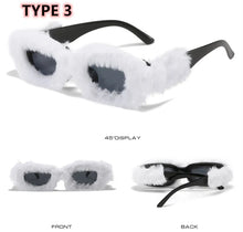 Load image into Gallery viewer, Fur Velvet Sunglasses for Women Luxury Oversized Cat Eye Plush Sun Glasses Female Party Club Funny Eyewear 9145