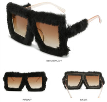 Load image into Gallery viewer, Fur Velvet Sunglasses for Women Luxury Oversized Cat Eye Plush Sun Glasses Female Party Club Funny Eyewear 9145