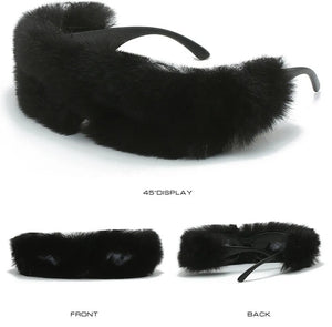 Fur Velvet Sunglasses for Women Luxury Oversized Cat Eye Plush Sun Glasses Female Party Club Funny Eyewear 9145