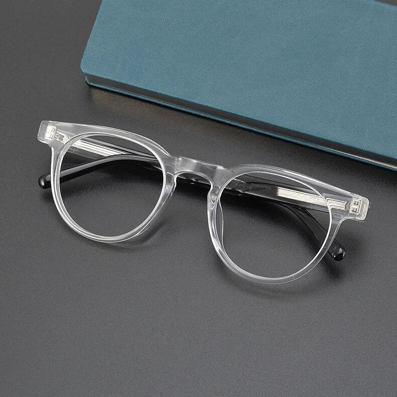 Arrive Classic Round Brown Glasses Frame for Men MM009 INS Hot Style Hand Craft Acetate Myopia Eyeglasses for Women