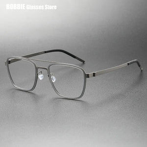 Denmark Brand Ultralight Retro Square Pilot Titanium Glasses Frame Men Women Myopia Optic Prescription Eyeglasses 9708