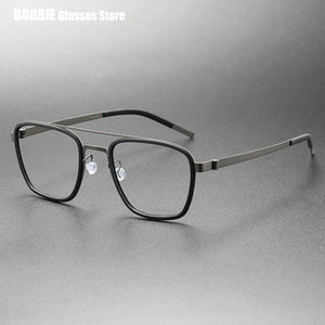Denmark Brand Ultralight Retro Square Pilot Titanium Glasses Frame Men Women Myopia Optic Prescription Eyeglasses 9708