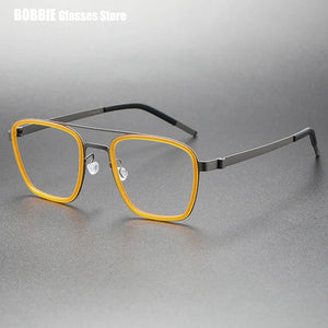 Denmark Brand Ultralight Retro Square Pilot Titanium Glasses Frame Men Women Myopia Optic Prescription Eyeglasses 9708