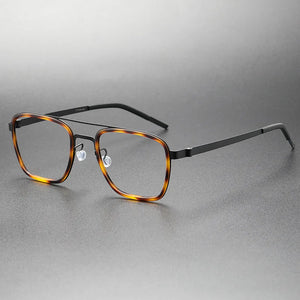 Denmark Brand Ultralight Retro Square Pilot Titanium Glasses Frame Men Women Myopia Optic Prescription Eyeglasses 9708