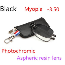 Load image into Gallery viewer, Men's And Women's Sun Photochromic Foldable Myopia OCptical Prescription Mini  Glasses 0 -0.50 -0.75 To -4.0
