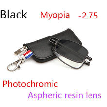 Load image into Gallery viewer, Men's And Women's Sun Photochromic Foldable Myopia OCptical Prescription Mini  Glasses 0 -0.50 -0.75 To -4.0