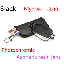 Load image into Gallery viewer, Men's And Women's Sun Photochromic Foldable Myopia OCptical Prescription Mini  Glasses 0 -0.50 -0.75 To -4.0