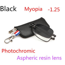 Load image into Gallery viewer, Men's And Women's Sun Photochromic Foldable Myopia OCptical Prescription Mini  Glasses 0 -0.50 -0.75 To -4.0