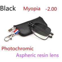 Load image into Gallery viewer, Men's And Women's Sun Photochromic Foldable Myopia OCptical Prescription Mini  Glasses 0 -0.50 -0.75 To -4.0
