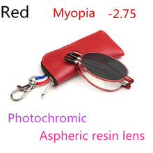 Load image into Gallery viewer, Men's And Women's Sun Photochromic Foldable Myopia OCptical Prescription Mini  Glasses 0 -0.50 -0.75 To -4.0
