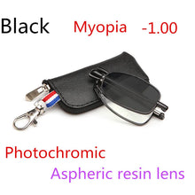 Load image into Gallery viewer, Men's And Women's Sun Photochromic Foldable Myopia OCptical Prescription Mini  Glasses 0 -0.50 -0.75 To -4.0