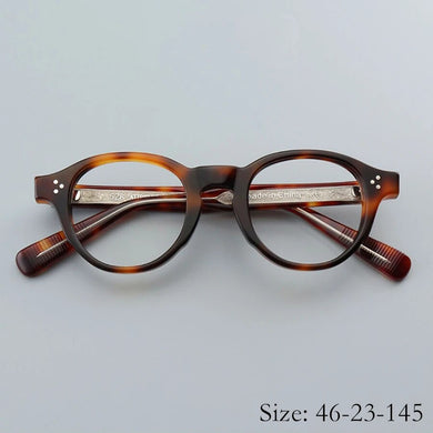 Vintage Hard Acetate Frame TVR528 Sphere Myopia Optical Eyeglass Retro Round Handcraft Women Man