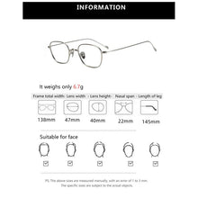 Load image into Gallery viewer, High Quality Pure Titanium Men Alloy Glasses Frame Male Woman Square Ultralight Eye Prescription Optical Eyeglasses