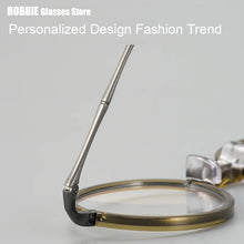 Load image into Gallery viewer, Japanese Brand Design Glasses Frame Men Vintage Round Eyeglasses Pure Titanium Women Myopia Eyewear Optical Blue Lens