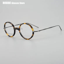 Load image into Gallery viewer, Japanese Brand Design Glasses Frame Men Vintage Round Eyeglasses Pure Titanium Women Myopia Eyewear Optical Blue Lens