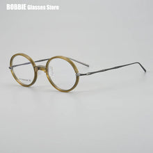 Load image into Gallery viewer, Japanese Brand Design Glasses Frame Men Vintage Round Eyeglasses Pure Titanium Women Myopia Eyewear Optical Blue Lens