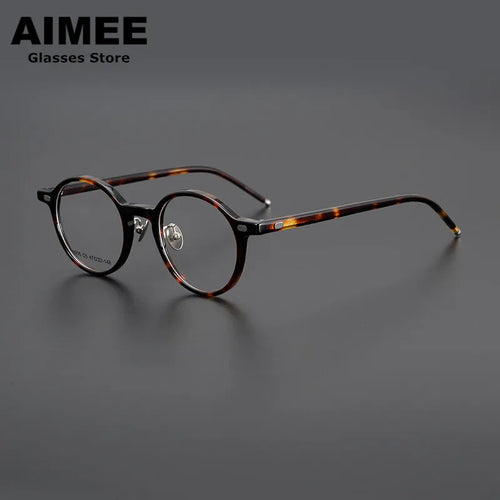 Occhiali da vista in acetato di titanio stile giapponese montatura da uomo occhiali da vista rotondi occhiali da vista da donna miopia ottica luce blu