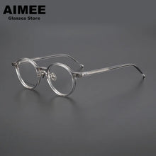 Carica l&#39;immagine nel visualizzatore di Gallery, Occhiali da vista in acetato di titanio stile giapponese montatura da uomo occhiali da vista rotondi occhiali da vista da donna miopia ottica luce blu