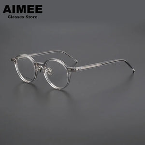 Occhiali da vista in acetato di titanio stile giapponese montatura da uomo occhiali da vista rotondi occhiali da vista da donna miopia ottica luce blu