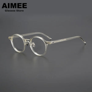 Occhiali da vista in acetato di titanio stile giapponese montatura da uomo occhiali da vista rotondi occhiali da vista da donna miopia ottica luce blu