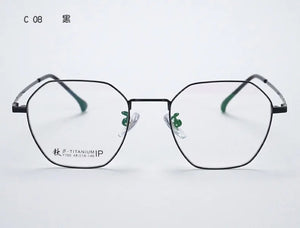 Korean Fashion Retro Round Titanium Glasses Frames Men 7766 Polygon Spectacles Myopia Eyeglasses Women Oculos De Grau