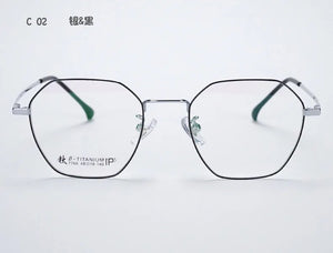 Korean Fashion Retro Round Titanium Glasses Frames Men 7766 Polygon Spectacles Myopia Eyeglasses Women Oculos De Grau