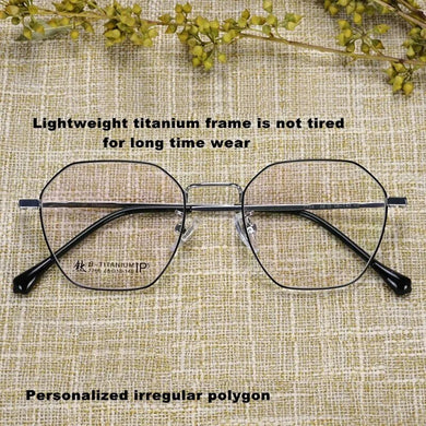 Korean Fashion Retro Round Titanium Glasses Frames Men 7766 Polygon Spectacles Myopia Eyeglasses Women Oculos De Grau