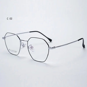 Korean Fashion Retro Round Titanium Glasses Frames Men 7766 Polygon Spectacles Myopia Eyeglasses Women Oculos De Grau