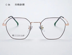 Korean Fashion Retro Round Titanium Glasses Frames Men 7766 Polygon Spectacles Myopia Eyeglasses Women Oculos De Grau