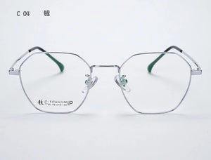 Korean Fashion Retro Round Titanium Glasses Frames Men 7766 Polygon Spectacles Myopia Eyeglasses Women Oculos De Grau