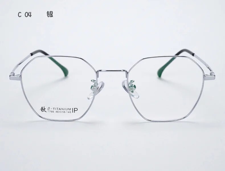 Korean Fashion Retro Round Titanium Glasses Frames Men 7766 Polygon Spectacles Myopia Eyeglasses Women Oculos De Grau