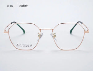 Korean Fashion Retro Round Titanium Glasses Frames Men 7766 Polygon Spectacles Myopia Eyeglasses Women Oculos De Grau