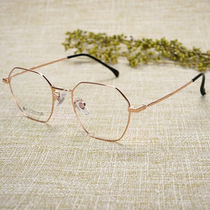 Korean Fashion Retro Round Titanium Glasses Frames Men 7766 Polygon Spectacles Myopia Eyeglasses Women Oculos De Grau