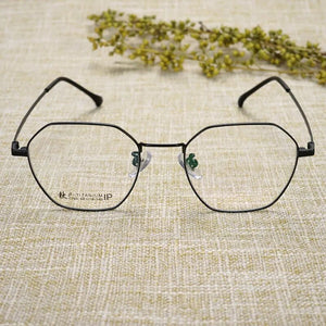 Korean Fashion Retro Round Titanium Glasses Frames Men 7766 Polygon Spectacles Myopia Eyeglasses Women Oculos De Grau