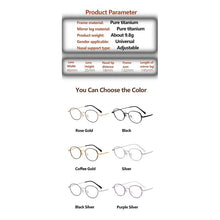 Load image into Gallery viewer, Man Pure Titanium Frame 0 Degree Lenses Women Fashion Retro Oval Mirror Frame Universal