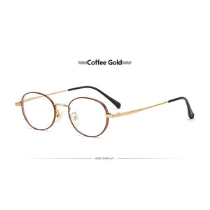 Man Pure Titanium Frame 0 Degree Lenses Women Fashion Retro Oval Mirror Frame Universal