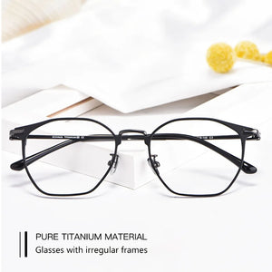 Pure Titanium Glasses Frame Retro Oval Round Men Eyeglasses Women Myopia Prescription Polygon Eyewear Frames