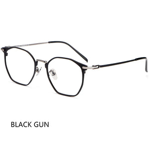 Pure Titanium Glasses Frame Retro Oval Round Men Eyeglasses Women Myopia Prescription Polygon Eyewear Frames