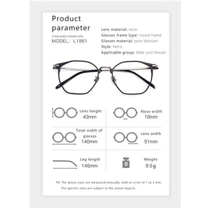 Pure Titanium Glasses Frame Retro Oval Round Men Eyeglasses Women Myopia Prescription Polygon Eyewear Frames
