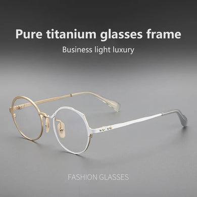 Retro Round Pure Titanium Upscale Men Optical Glasses Frames Women Fashion Optical Prescription Eyeglasses