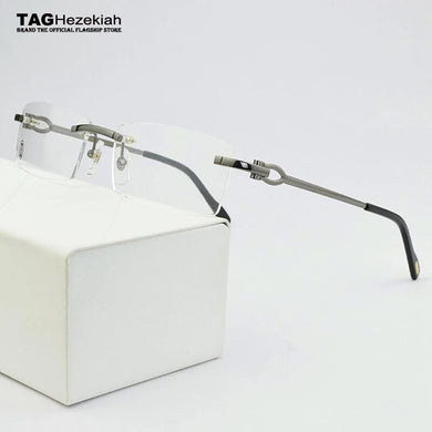 Rimless glasses frame men myopia prescription eye glasses frames for women design fashion Brand Square spectacles Nerd