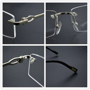 Rimless glasses frame men myopia prescription eye glasses frames for women design fashion Brand Square spectacles Nerd