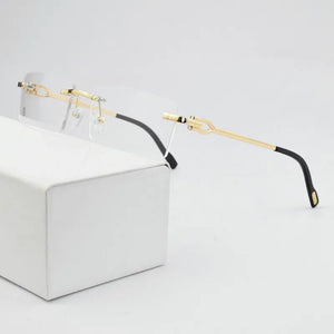 Rimless glasses frame men myopia prescription eye glasses frames for women design fashion Brand Square spectacles Nerd