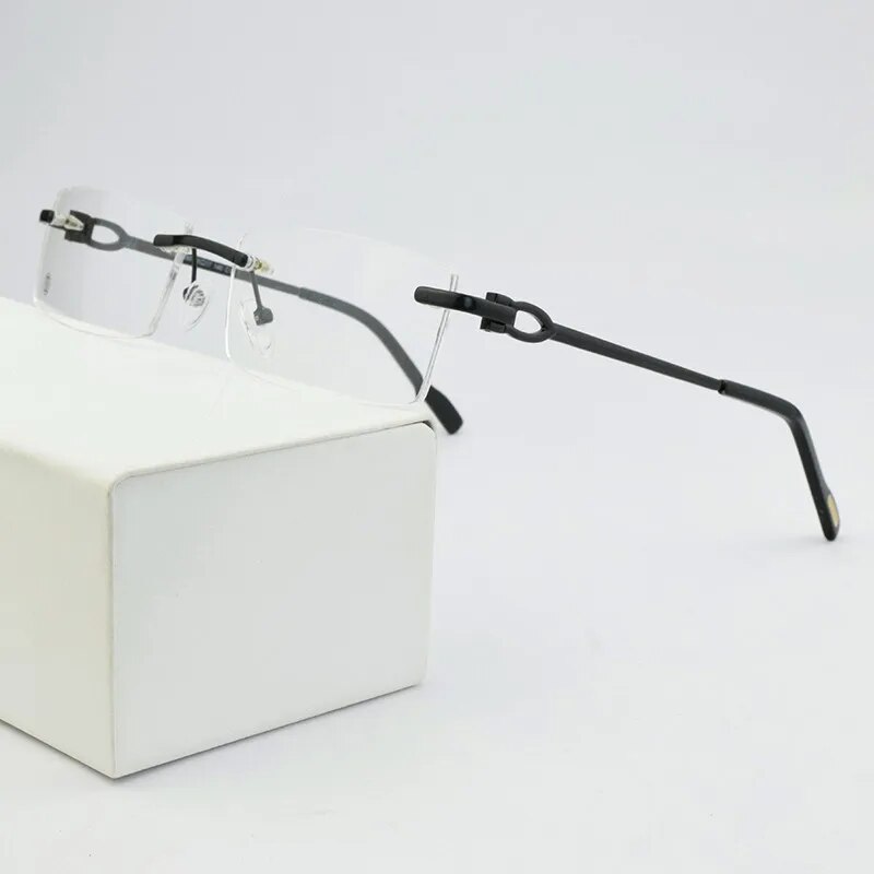Rimless glasses frame men myopia prescription eye glasses frames for women design fashion Brand Square spectacles Nerd