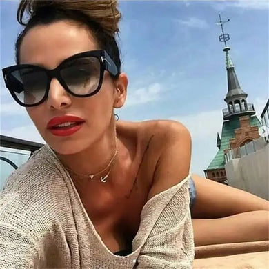 2023 New Tom Brand Designer Cat Eye Women Sunglasses Female Gradient Points Sun Glasses Big Oculos feminino de sol UV400